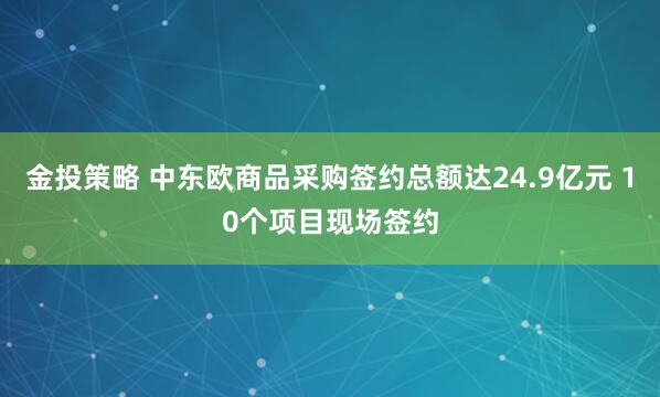 金投策略 中东欧商品采购签约总额达24.9亿元 10个项目现场签约